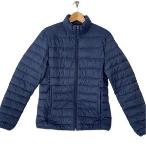 Amazon Essentials Puffer Jacket Navy Blue Water Resistant Men’s Size X-Small